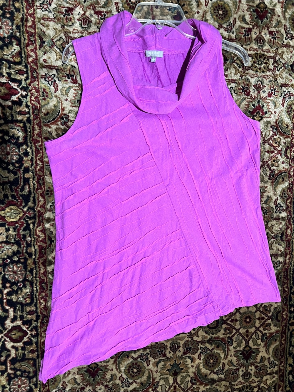 Habitat Sleeveless Asymmetrical Pleated Cowl Neck Top - Size Medium